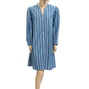 Kerri Rosenthal Striped Printed Mini Shirt Dress Cotton Smocked L New 282399